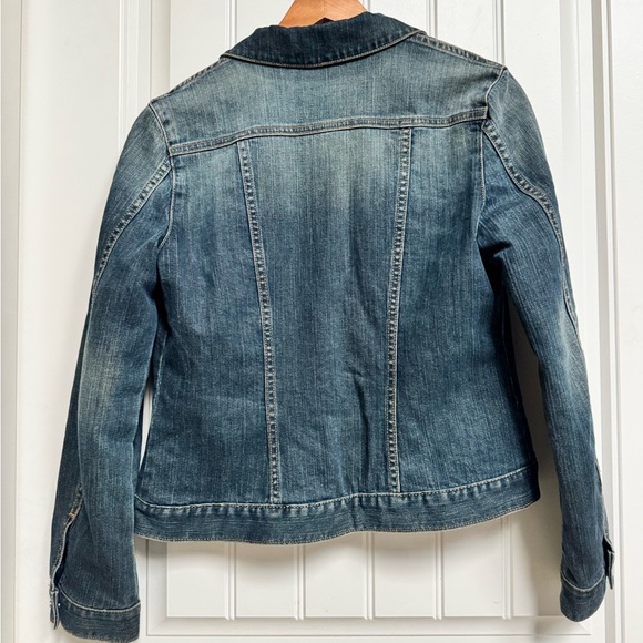 VTG Gap Fair Isle Lambswool Lined Vintage Fade Denim Jacket. Size XS - Picture 2 of 7